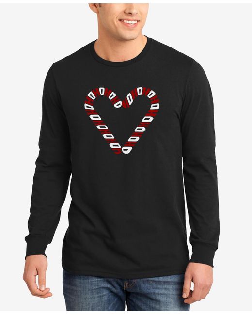 LA Pop Art Black Candy Cane Word Art Long Sleeve T-shirt for men