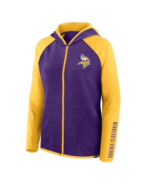 Fanatics Blue Purple/gold Minnesota Vikings Redzone End Around Pass Raglan Full-zip Hoodie