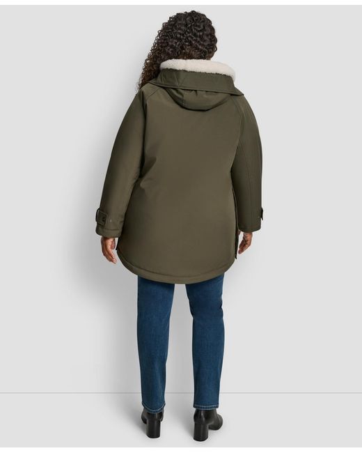 DKNY Green Plus Size Hooded Coat
