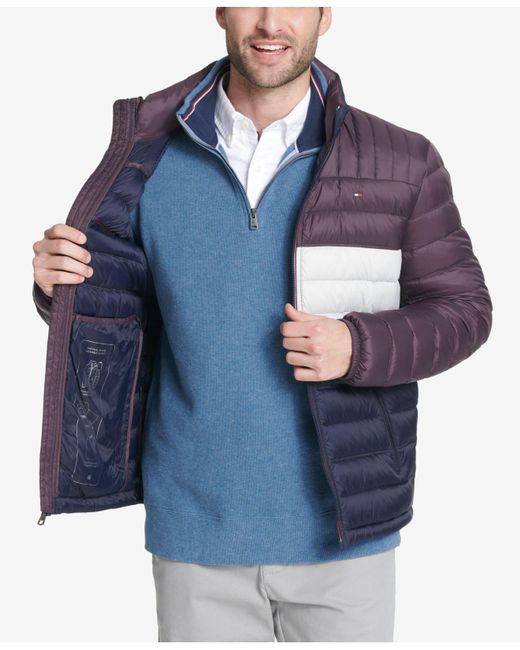 men's down quilted packable logo jacket