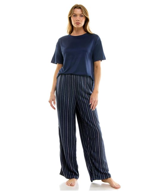 Roudelain Blue Open Leg Flannel Sleepwear Pants