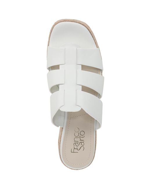 Franco Sarto White Tevin Open Square Toe Espadrille Slide Platform Sandals