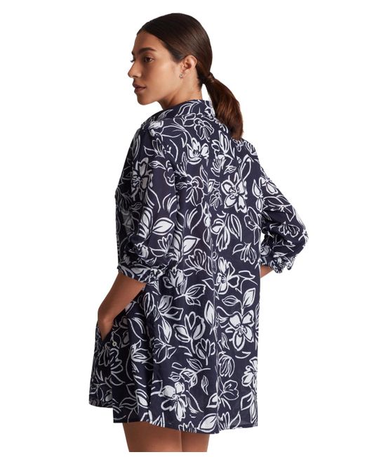Ralph Lauren Blue Floral-print Swim Cover-up Set