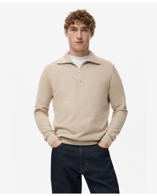Mango Natural Zipper Collar Microstructure Sweater for men