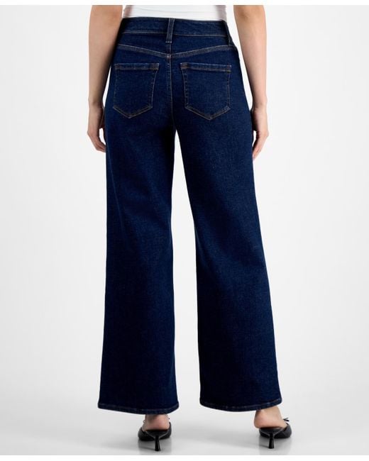 INC International Concepts Blue Petite High-rise Wide-leg Jeans