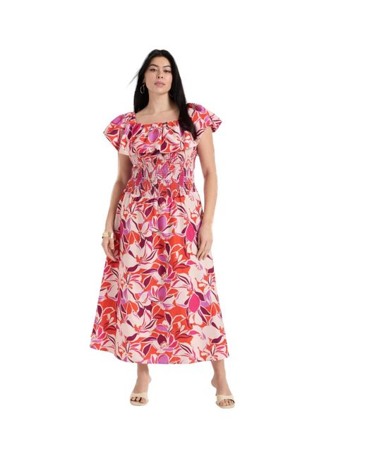 June + Vie Red June + Vie June + Vie Smocked Bubble Dress