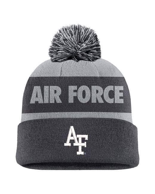 Nike Anthracite/gray Air Force Falcons Rivalry Peak Stripe Beanie Hat for men