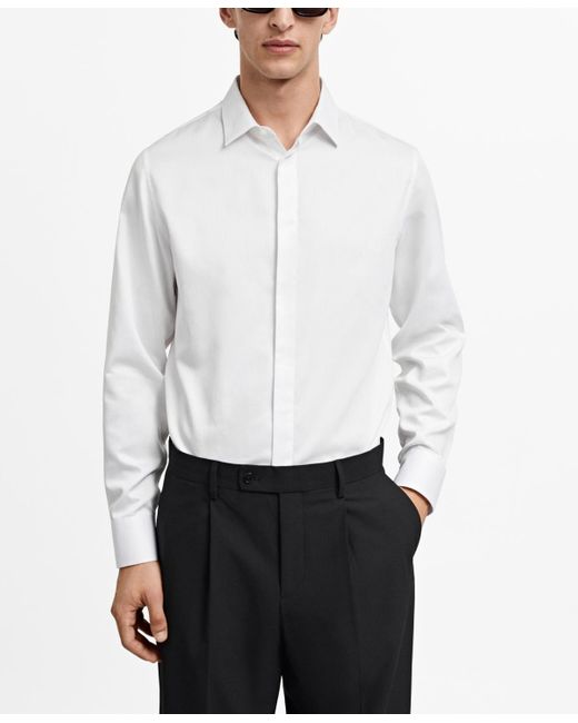 Mango White 100% Cotton Slim-fit Dress Shirt