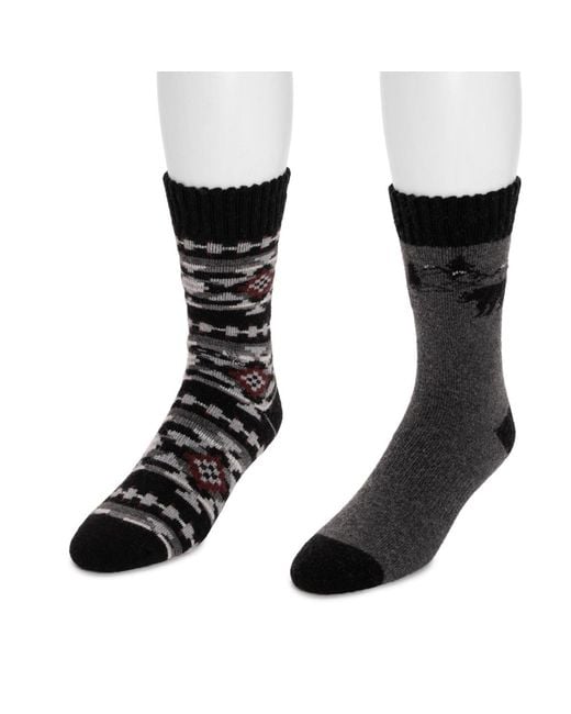Muk Luks Black Wool Socks (2 Pair Pack) for men