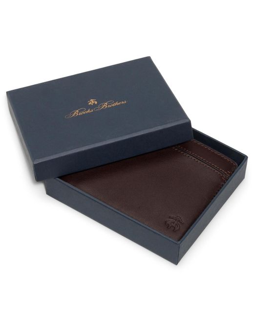 Brooks Brothers Brown Cayman Bi-fold Wallet for men