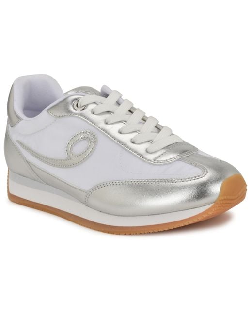 Nine West White Fivo Casual Round Toe Sneakers
