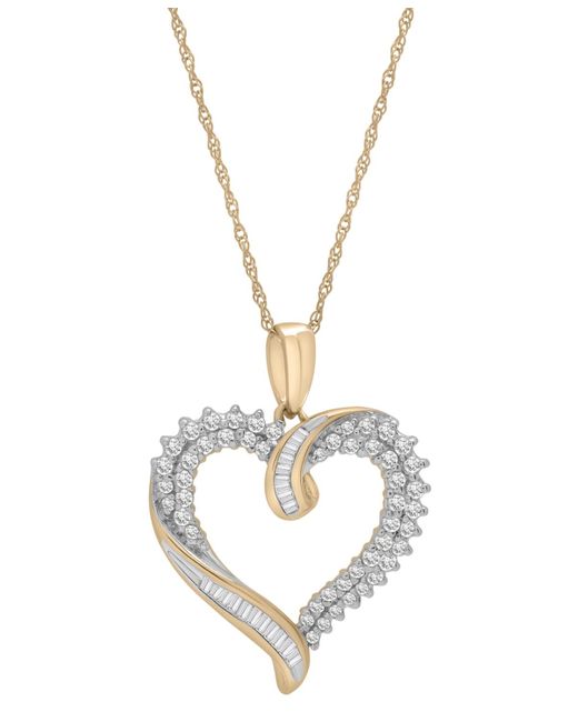 Macy's Metallic Diamond Twist Heart 18" Pendant Necklace (1/2 Ct. T.w.