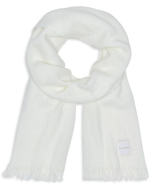 Calvin Klein White Super Soft Fringe Detail Scarf