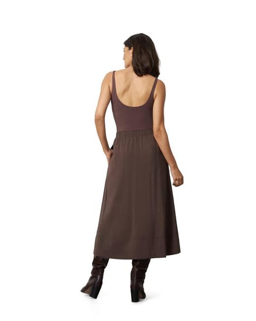 Cable & Gauge Brown Pull-on Midi Skirt