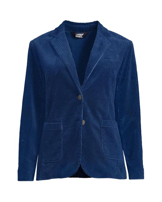 Lands' End Blue Plus Size Corduroy Blazer Jacket