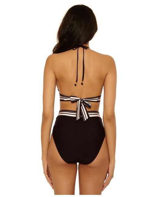 Trina Turk Black Bougainvillea Reversible V-neck Top