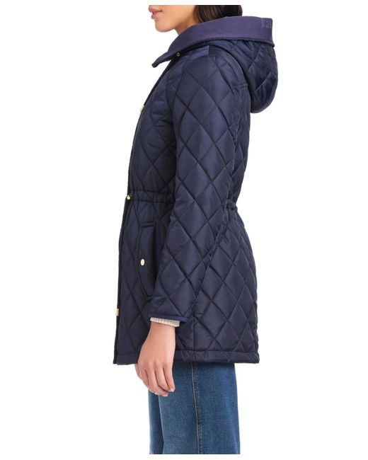 Kate Spade Blue Diamond Quilted Anorak Jacket With Hood