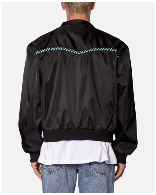MNML Black Turquoise Studded Snap Jacket for men