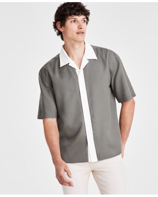 INC International Concepts Gray Gio Camp Shirt for men