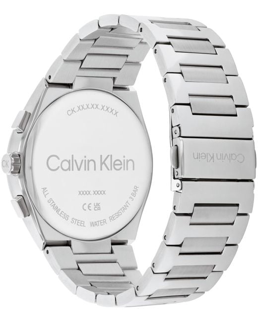 Calvin Klein Gray Distinguish -tone Stainless Steel Bracelet Watch 44mm for men