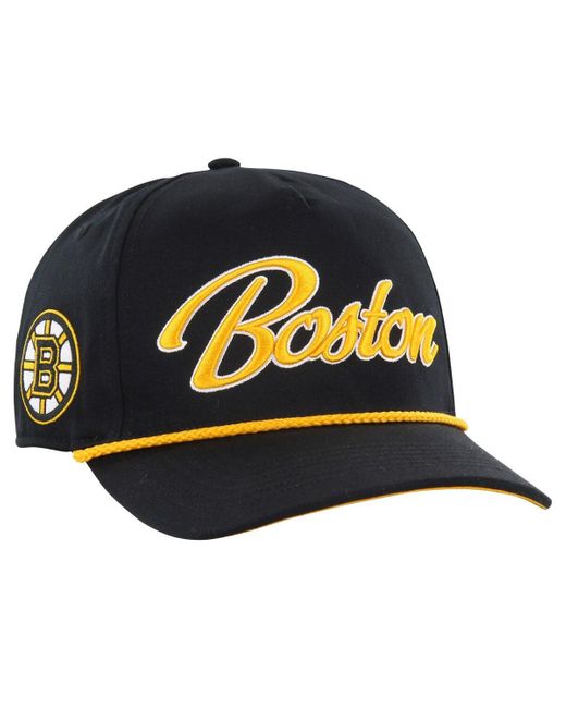 '47 Blue 47 Boston Bruins Overhand Logo Side Patch Hitch Adjustable Hat for men