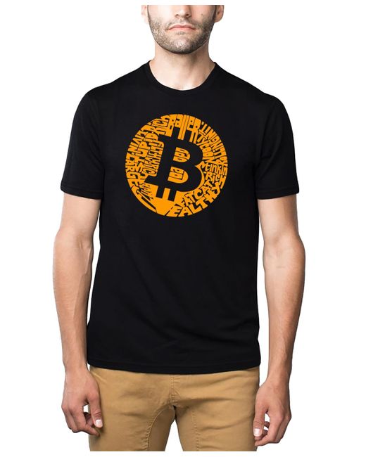 LA Pop Art Black Bitcoin Premium Word Art T-shirt for men