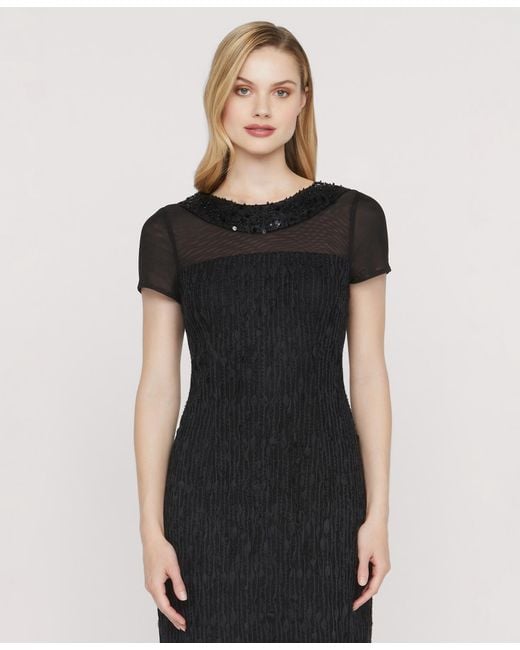 JS Collections Black Inaya Column Collared Gown