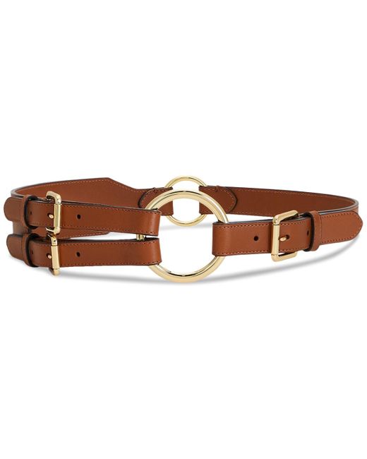Lauren by Ralph Lauren Brown Tri-strap O-ring Leather Belt