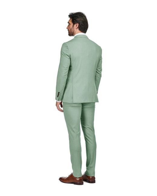 Gino Vitale Men's Green Skinny Fit 3-piece Suit