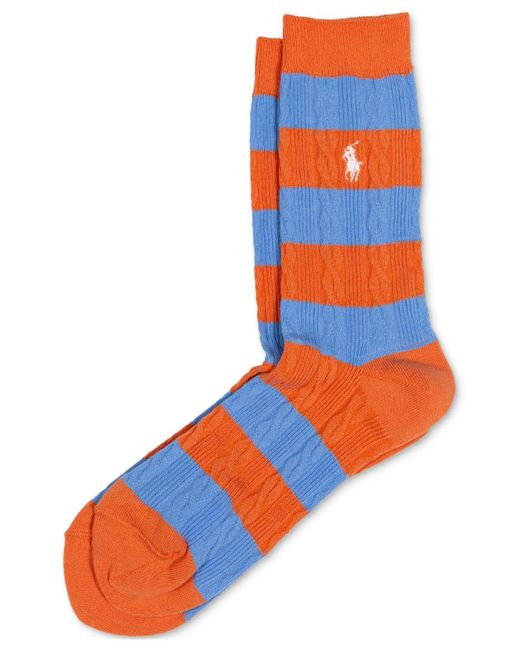 Polo Ralph Lauren Orange Rugby Cable-knit Socks