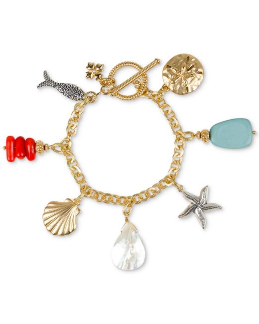 Patricia Nash Metallic Gold-tone Seashore Charm toggle Bracelet