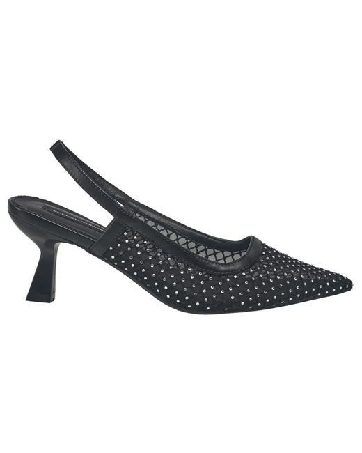 French Connection Black Flared Mesh Pumps