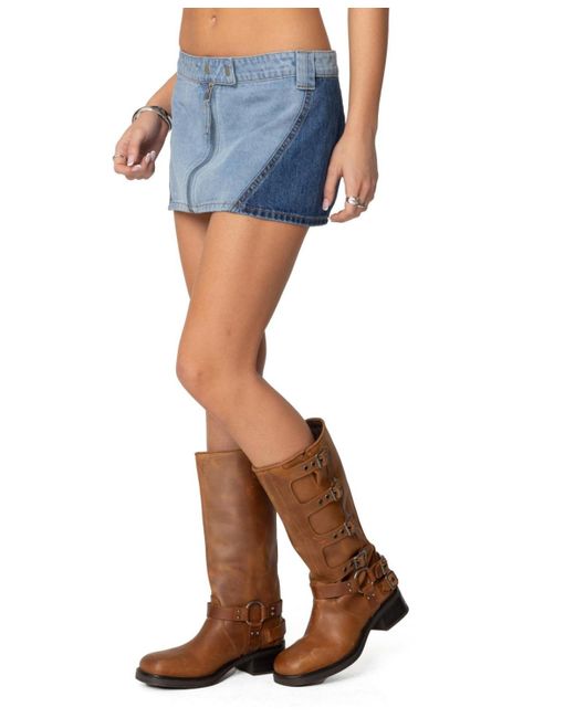 Hanna Zipper Denim Mini Skirt