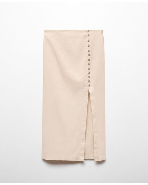 Mango Natural Slit Detail Linen Skirt