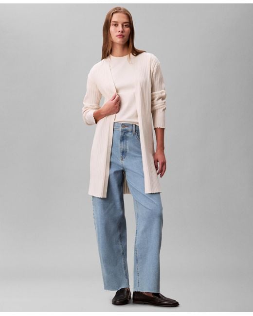 Calvin Klein Women's Blue Long Sleeve Duster Cardigan Sweater