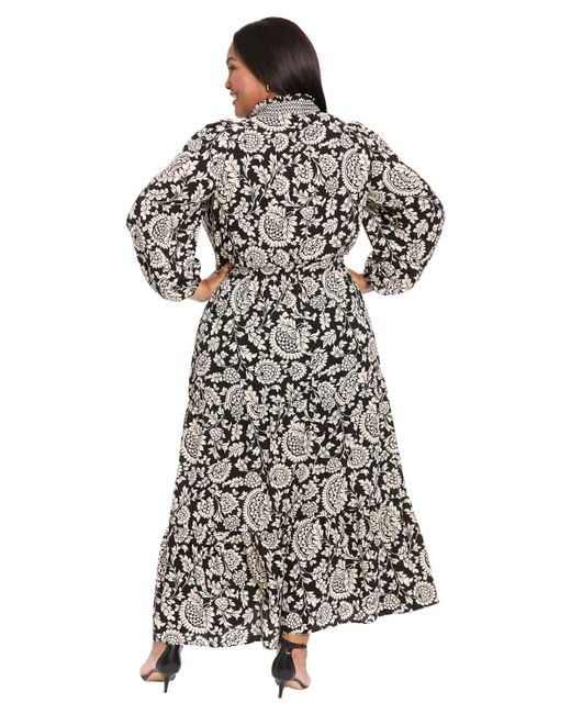 London Times White Plus Size Tiered Maxi Dress