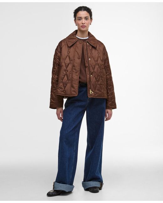 Barbour Brown Bernadette Collared Quilted Jacket