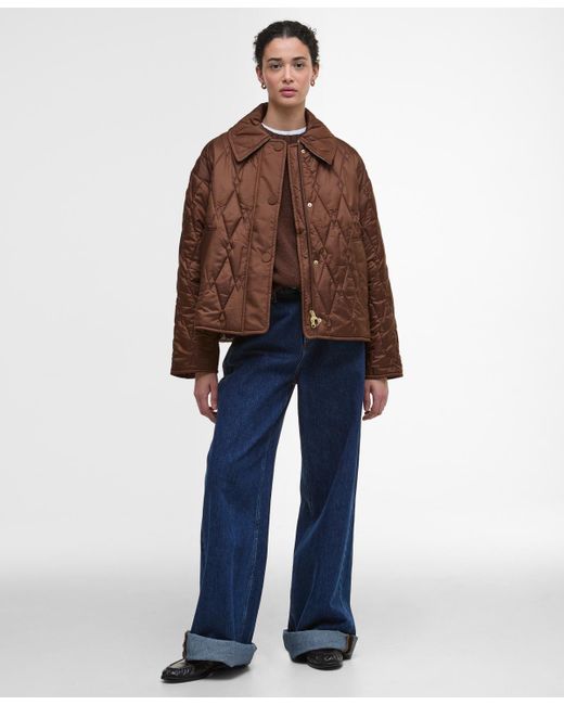 Barbour Brown Bernadette Collared Quilted Jacket