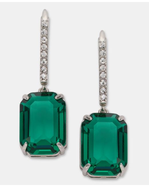Ralph Lauren Green Rectangular Stone Drop Earrings