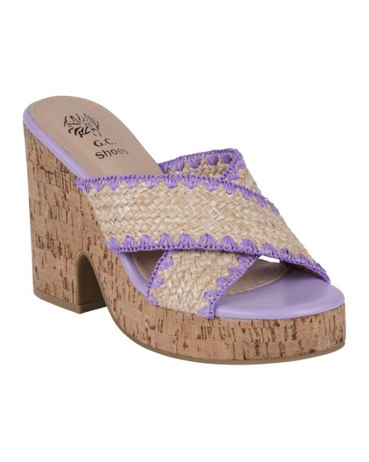 Gc Shoes Purple Elsa Woven Cork Heel Platform Sandals