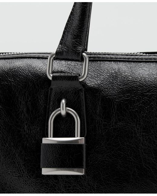 Mango Black Rectangular Handles Handbag