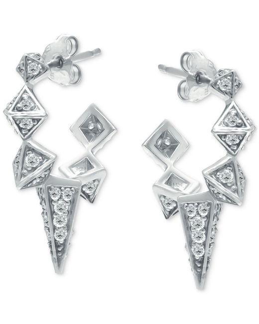 Giani Bernini Metallic Cubic Zirconia Spike Small Hoop Earrings, Created For Macy's