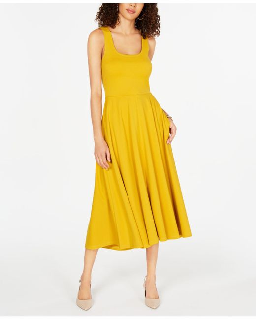 Alfani Yellow Tank Fit & Flare Midi Dress, Created For Macy's