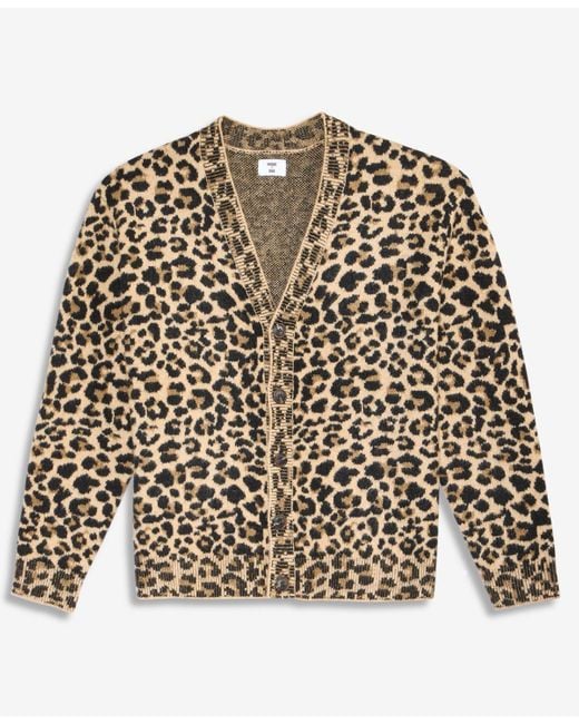 Mode Of One Multicolor Leopard-print V-neck Cardigan for men