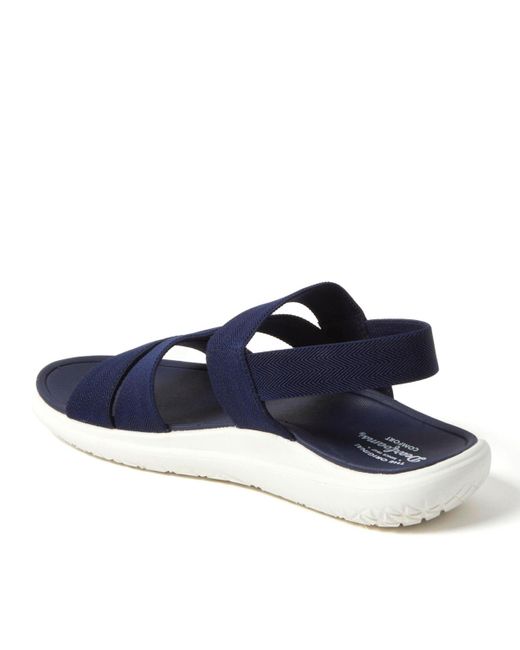 Dearfoams Blue Emilia Elastic Gore Strappy Sandal