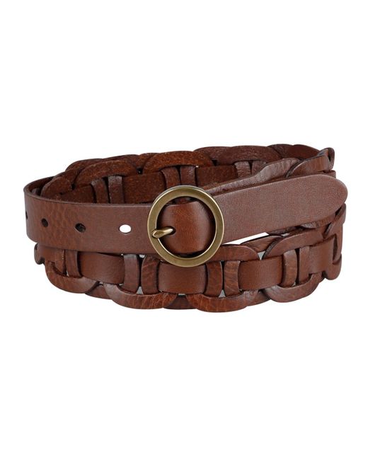 Tommy Hilfiger Brown Woven Leather Linked Casual Belt