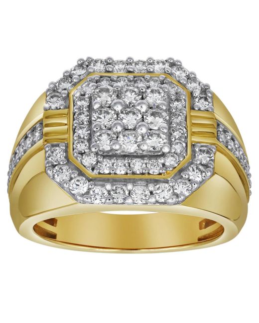 LuvMyJewelry Metallic Golden Gloves Natural Certified Diamond 1.75 Cttw Round Cut 14k Gold Statement Ring for men