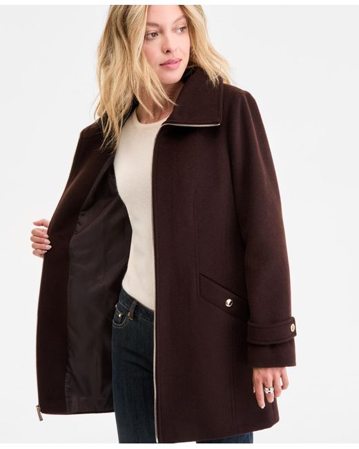 Michael Kors Brown Michael Collared Zip-front Coat