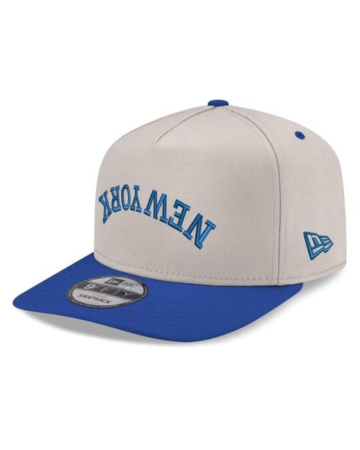 KTZ Blue Cream/royal New York Mets Upside Down City Name A-frame 9fifty Snapback Hat for men
