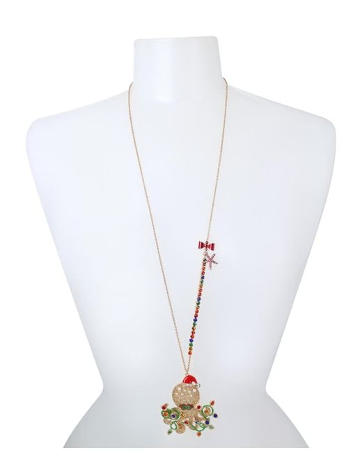 Betsey Johnson Octopus Pendant Long Necklace in Metallic Lyst